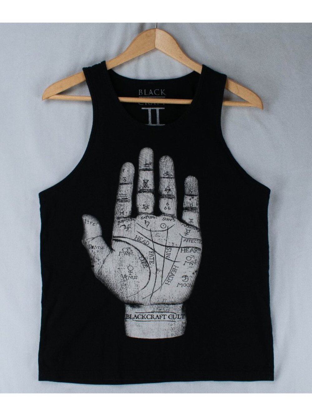 Women’s Size XL Black Tank T-shirt Black Craft Cult II Palmistry Hand